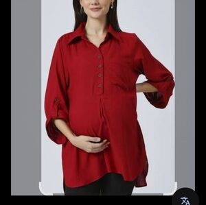 Motherhood Deep Red Maternity Blouse
